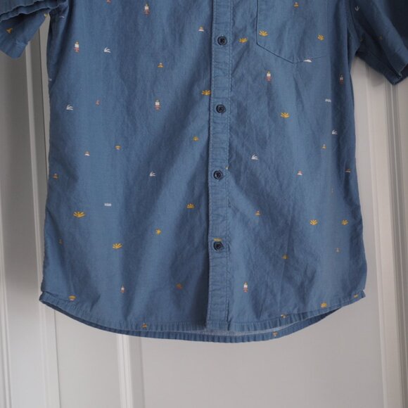 Quiksilver Men's Spaced Out Retro Light Blue Patterned Shirt Sz Regular Fit M - Picture 9 of 14